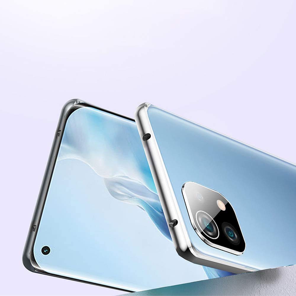 SIMao Custodia Magnetico Per Xiaomi Mi 11 Ultra 5G - Cover 360° Con Protezione In Vetro Temperato E Bordo In Metallo, Custodia Magnetica Trasparente Con Protezione Schermo Integrata (Verde)