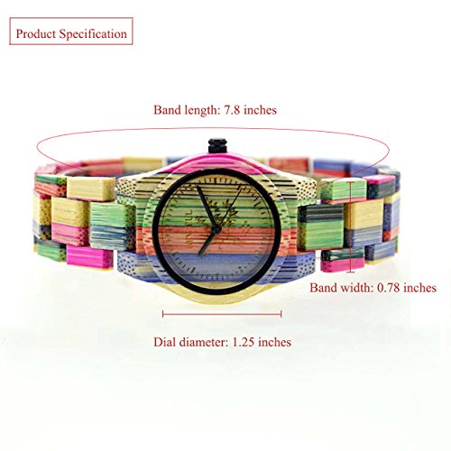 BEWELL Handmade Colorful Bamboo Wood Watch Analog Quartz Fashion Wristwatch with Mix Colors - Image 4