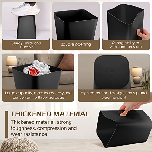 Image of Hoolerry 9 Pieces Garbage Can 2 Gallon Small Trash Cans Bulk Bathroom Trash Bin Plastic Wastebasket Square for Bedroom Slim Bathroom Trashcan Small Container for Kitchen Office Home Rooms(Black)