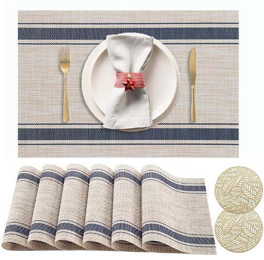 La Mejor Recopilación de Manteles Individuales Walmart - los preferidos. 41 PANGP Manteles Individuales para Mesa, 6 Pzs Individuales para Mesa PVC con 2 Posavasos, Tapetes para Mesa de Comedor Antideslizante Lavables y Resistente al Calor, para...