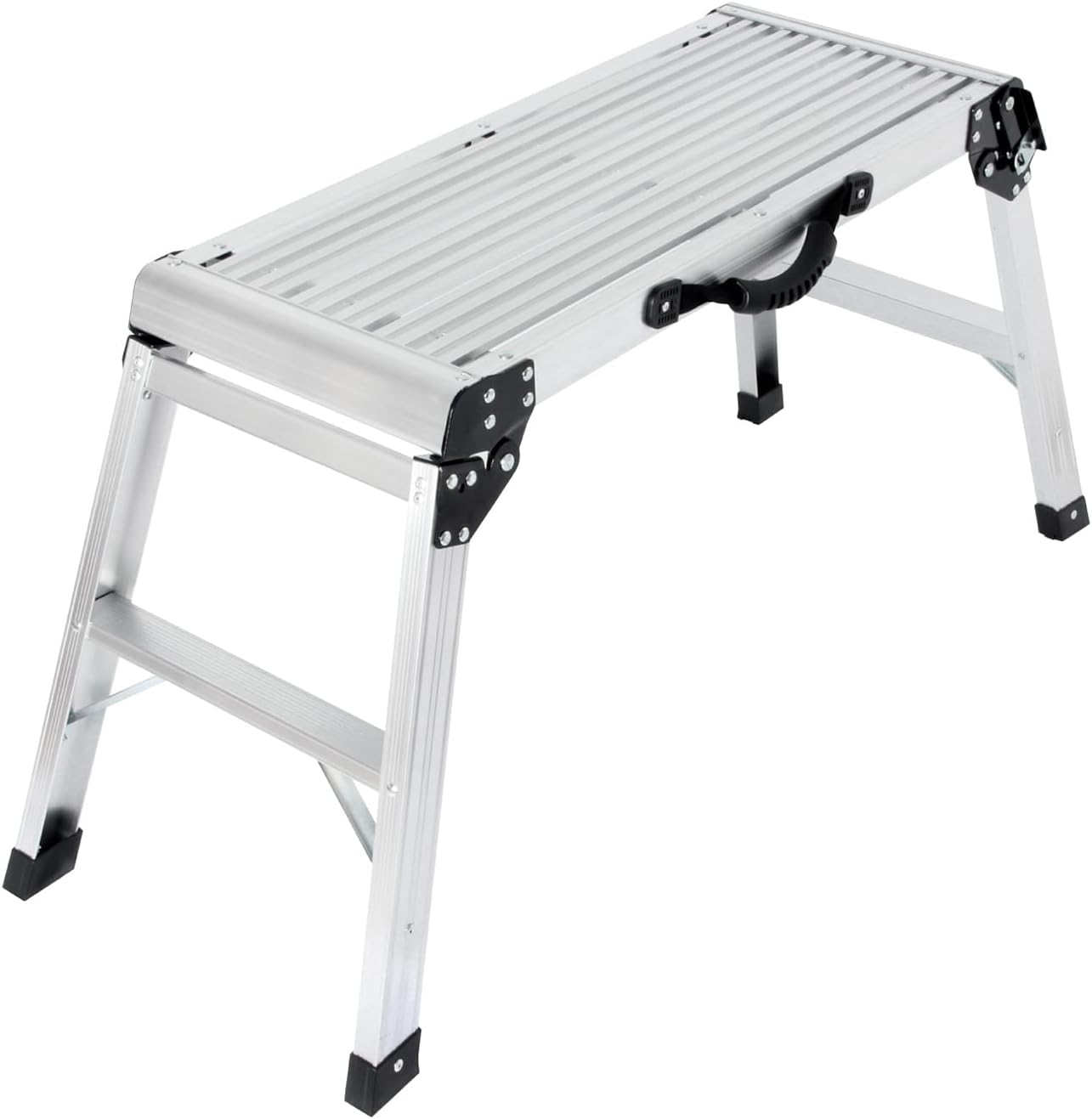 LEADALLWAY Aluminum Work Platform with Handle Step Ladder Heavy Duty Foldable Step Stool 330 Lbs Capacity 30"(L)x12"(W)x20"(H) with handle