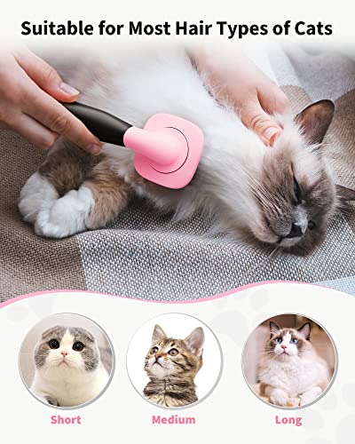 Glendan Dog Brush & Cat Brush- Slicker Pet Grooming Brush- Shedding Grooming Tools(Pink) #TOP5