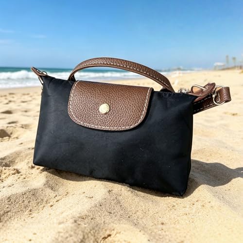 Mini bolsa tiracolo feminina – Bolsa de mão moderna com alça ajustável, bolsa de ombro, Preto