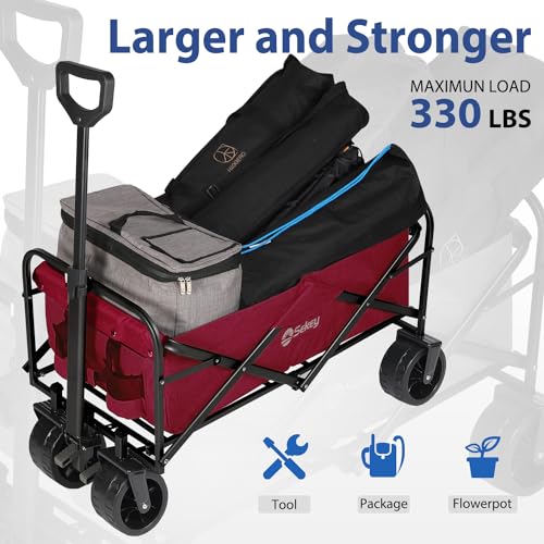 image for Sekey Heavy Duty Foldable Wagon with 220lbs Weight Capacity, Collapsib