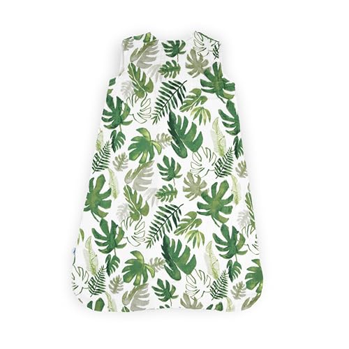 Image of Little Unicorn 0-6 Month Premium Muslin Sleep Sack 1.1 TOG | Soft & Breathable Muslin Cotton for safer sleep | 2 way zipper (Tropical Leaf)