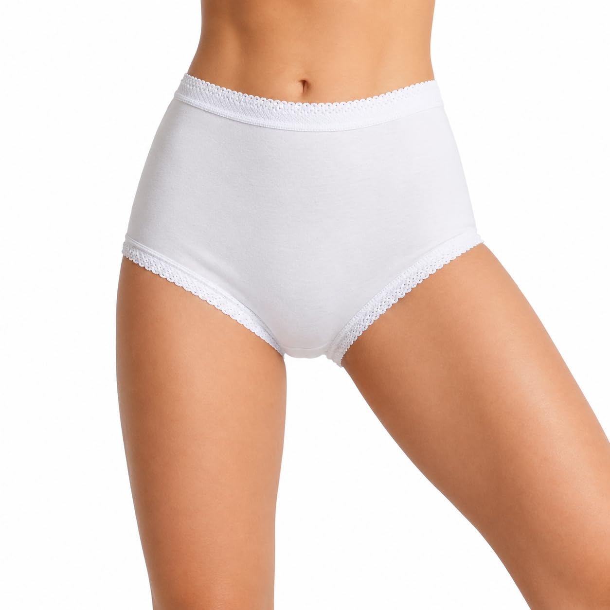 ShopMCR Pack of 3 Woman's Full Mama Briefs High Waisted Ladies Cotton Knickers Maxi Full Brief Underwear Women Every Day Mama Comfort Fit Stretchy Girls Panties (White, XXOS)