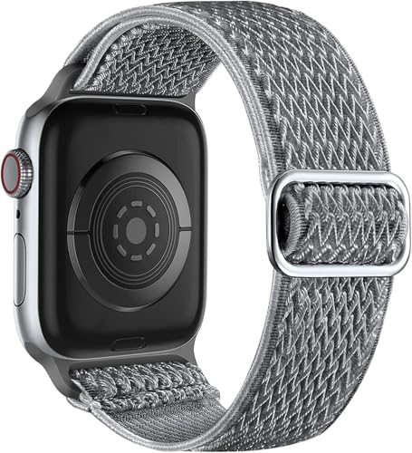 Bracelet de montre en nylon extensible 38/40/41mm gris pour Apple Watch Series 10 à 1 SE