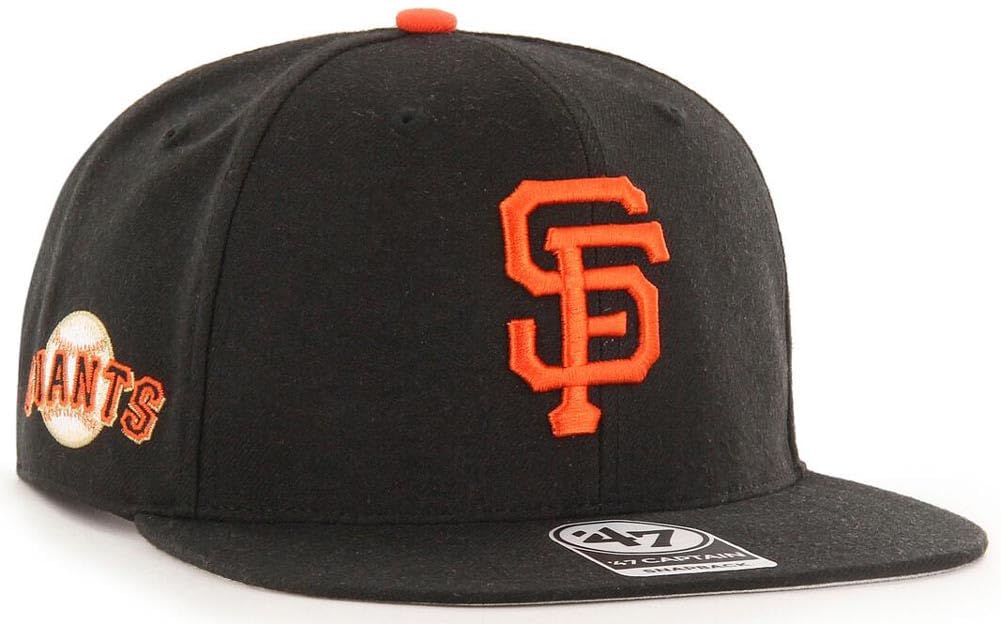 Unisex Black 47 Brand San Francisco Giants Sure Shot Sidepatch 2 Tone Captain Snapback Cap Mlb Forty Seven, One Size