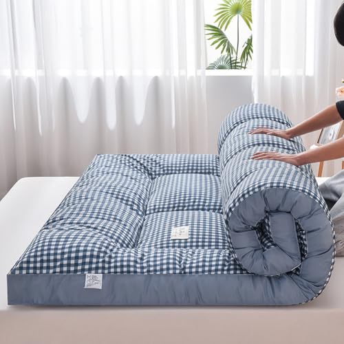 YOUGANG Japanische Futon-Matratze, Polyester, Doppelbett, mittelfest, Blau, 100 x 200 cm