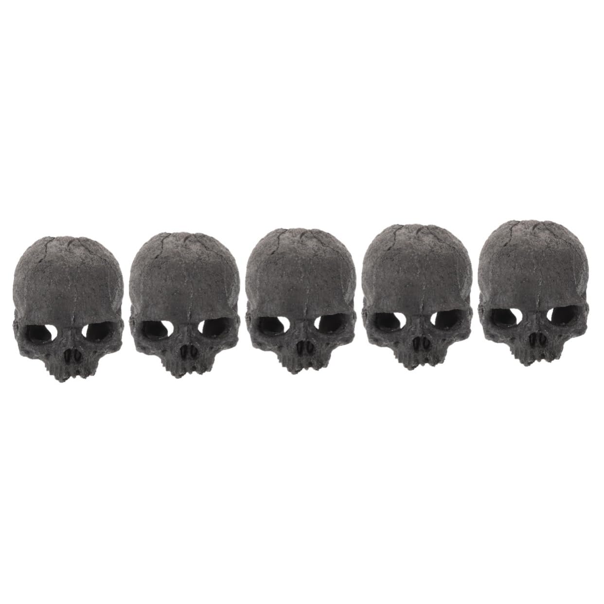 ABOOFAN 5 Pezzi Ornamenti del Cranio Nascondere Pelle di Rettile Ornamenti per Acquari Tropicali Decorazione Dell'acquario del Cranio Ornamento Arredamento Grotta Acquario Black Resina