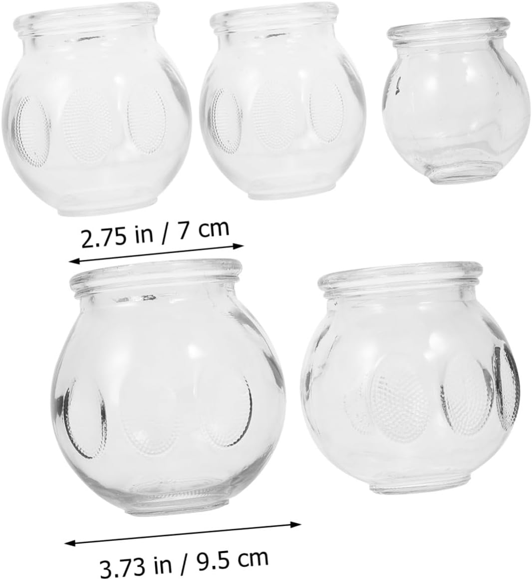 5pcs Thickened Glass Cupping Therapy Durable Vacuum Suction Cups for Home Use Promotes Metabolism and Blood and Practical Massage Therapy Kit
