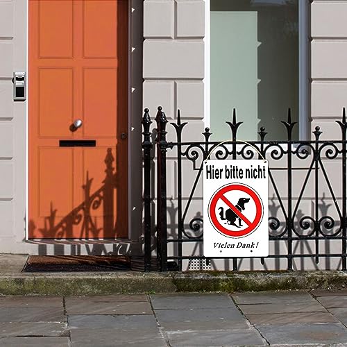 SINMAO Hundeschilder für Gartenzaun Schild Metall mit Erdspieß Alu Schild Hunde Verboten Lustig 30x20cm Inklusive Montagezubehör und Schraubenschlüssel