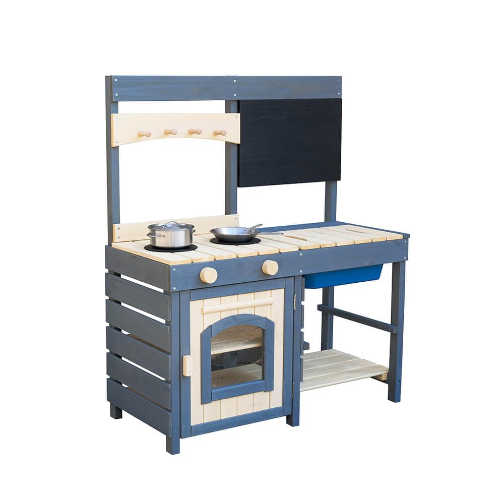 Home Deluxe Matschküche aus Holz MUDINO - Grau I Matschküche, Outdoor Matschküche, Kinder Matschküche, Matschküche aus Holz,
