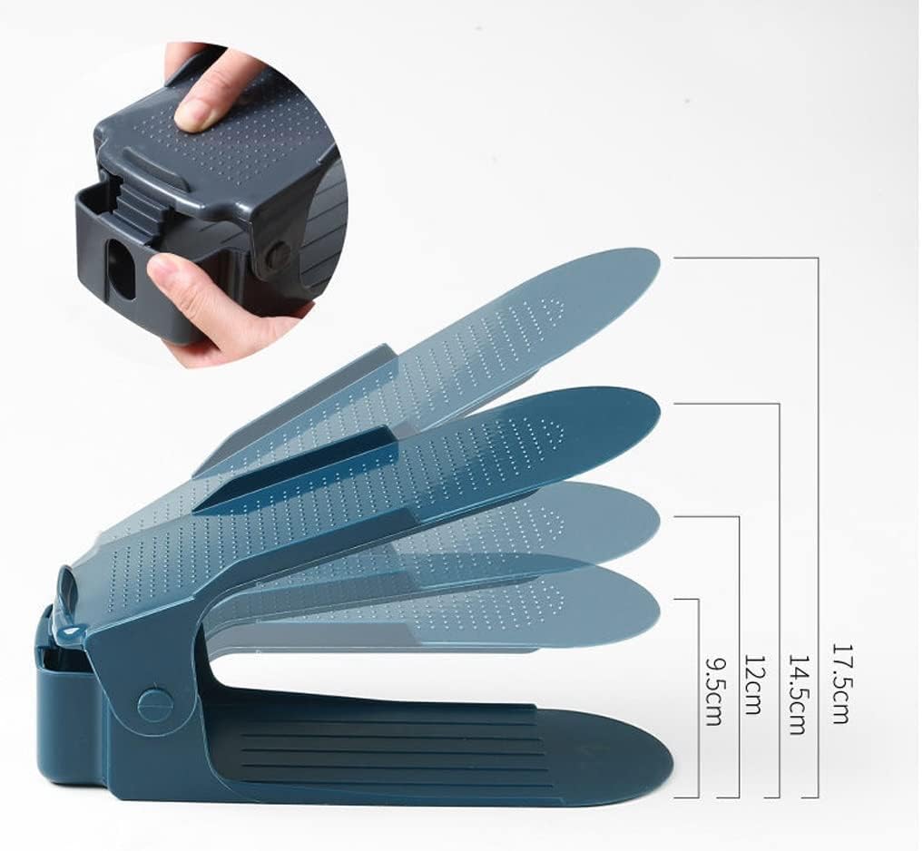 3日で出荷JSY 収納する 10 個パック、調整可能な 4 レベルの靴スロット オーガナイザー ダブル デッキ シューズ ラック シューズホル 調整可能