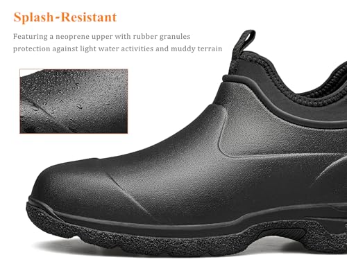 TENGTA Unisex Waterproof Neoprene Garden Shoes Mens Slip-On Mud Rain Boots for Gardening, Mowing, and Outdoor Use2