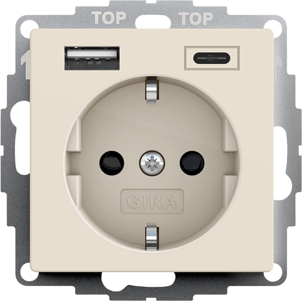 Prise Schuko USB Shutter Gira 245901 encastrable 32mm Système 55