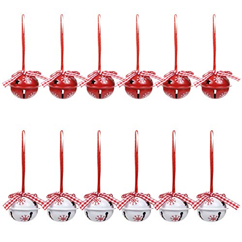 LIHAO 12 Stück Glöckchen Schneeflocken Weihnachtsbaumschmuck...