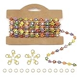 Toaob - Cadena de eslabones de 2 m, cadena de metal de 6 mm, cadena de eslabones dorados con 30 anillos de salto y 10 cierres de mosquetón para manualidades, joyas y manualidades