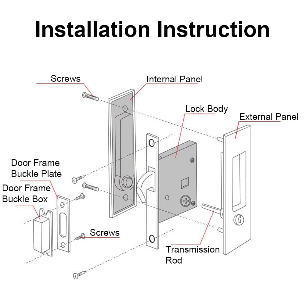 HOCONNIE Cerradura para Puertas Correderas Manilla para Puerta de Bolsillo con Llave Manilla Invisible para Puertas Empotradas 160mm Plateado