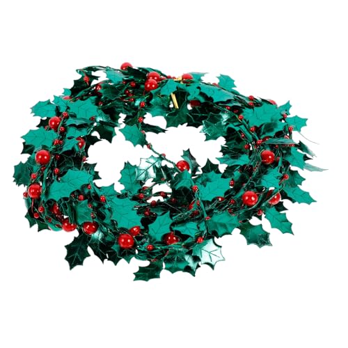 KONTONTY Christmas Tinsel Wire 5m Green Leaf DIY Craft Garland Party Accessory Tinsel Ribbon for Christmas Tree Decor