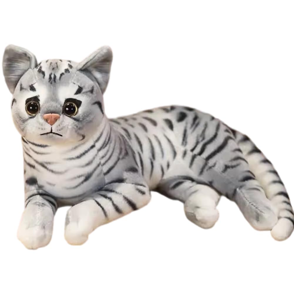 ZPSOSPZ Cute Cat Doll,Soft Plush Simulation Cat,Animals Stuffed Toys,Soft Cuddly Figure,Cute Cat Doll,Pillow Soothing Hugging Sleeping,Lifelike Lying Position Gift for Kids Boys and Girls,30cm