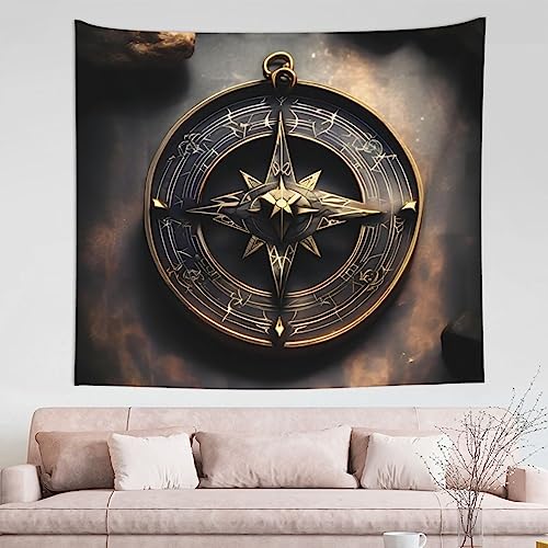 DLXW Tapiz de brújula de runas nórdicas de diseño mágico: crea una decoración de dormitorio de ensueño, haz que tu espacio sea romántico y creativo de talla única