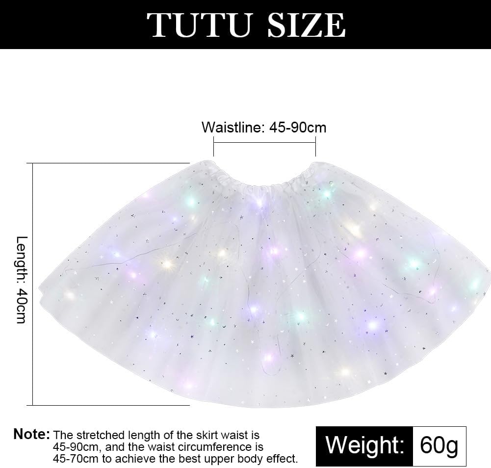 Kefiyis Tule rok voor dames LED tutu voor volwassenen en tieners, tutu voor feesten, ballet, dansen, fancy dress, Halloween kostuum, One size