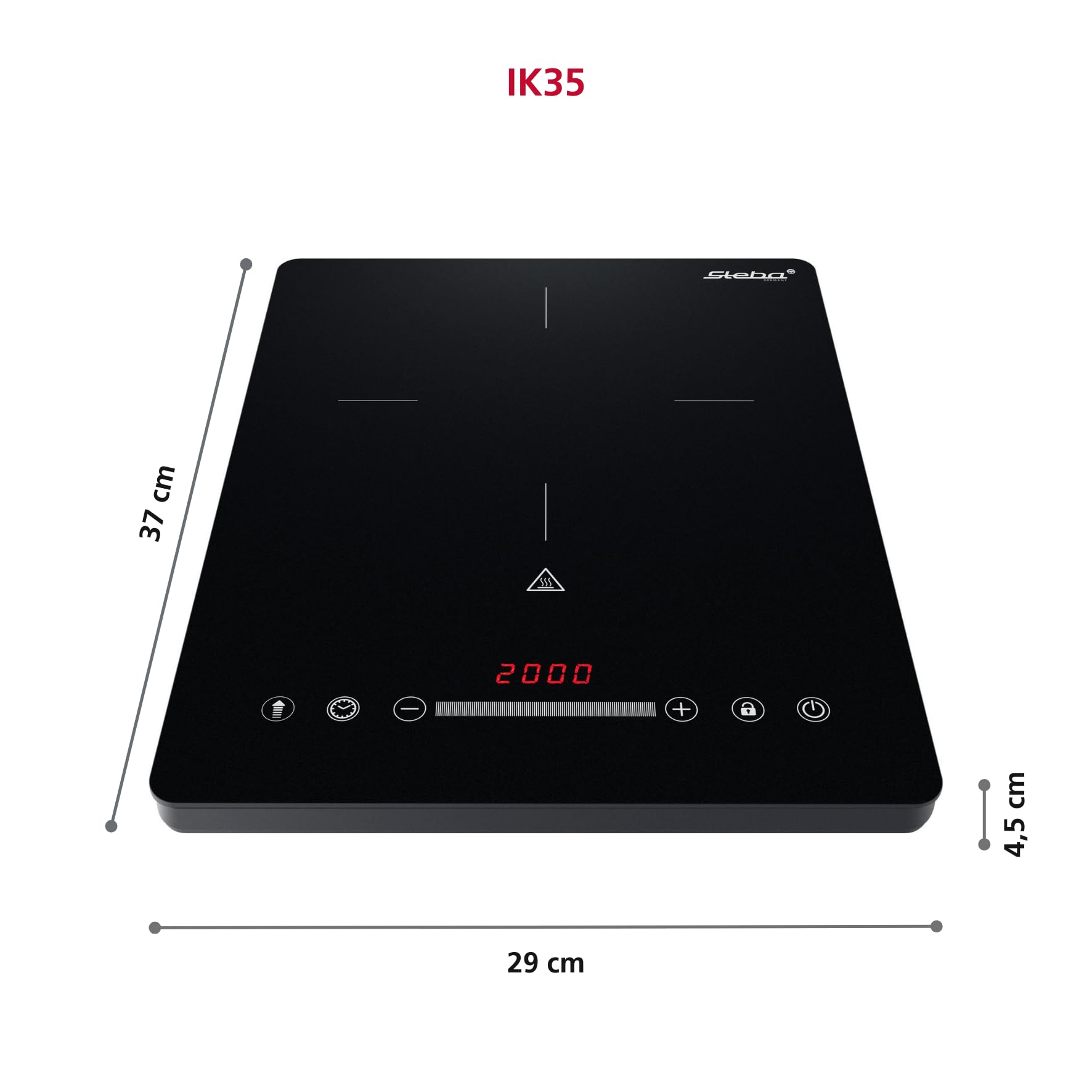 Steba IK 35 Ultra-Flat płyta indukcyjna – szkło matowe, 9 stopni, Ø 25 cm, Slide & Touch, 200-2000 W, timer, Booster i zabezpieczenie przed dziećmi