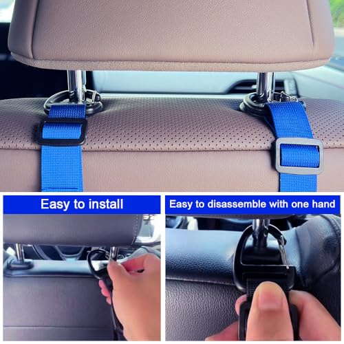 Image of Car Headrest Hooks, Backseat Storage Organizer Hangers, Universal Vehicle Seat Back Hooks, 4 Pack (darkblue)