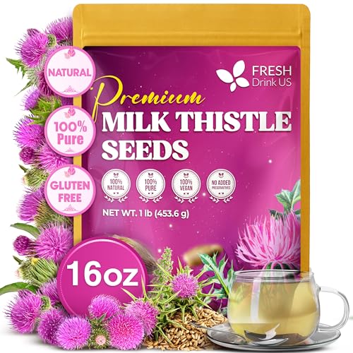 Image of FreshDrinkUS, Premium 16oz Milk Thistle Seeds, 100% Natural & Pure, Herbal Tea, Daily Infusion Botanical, No Sugar, No Caffeine, No Gluten, Vegan. Rich in Antioxidants