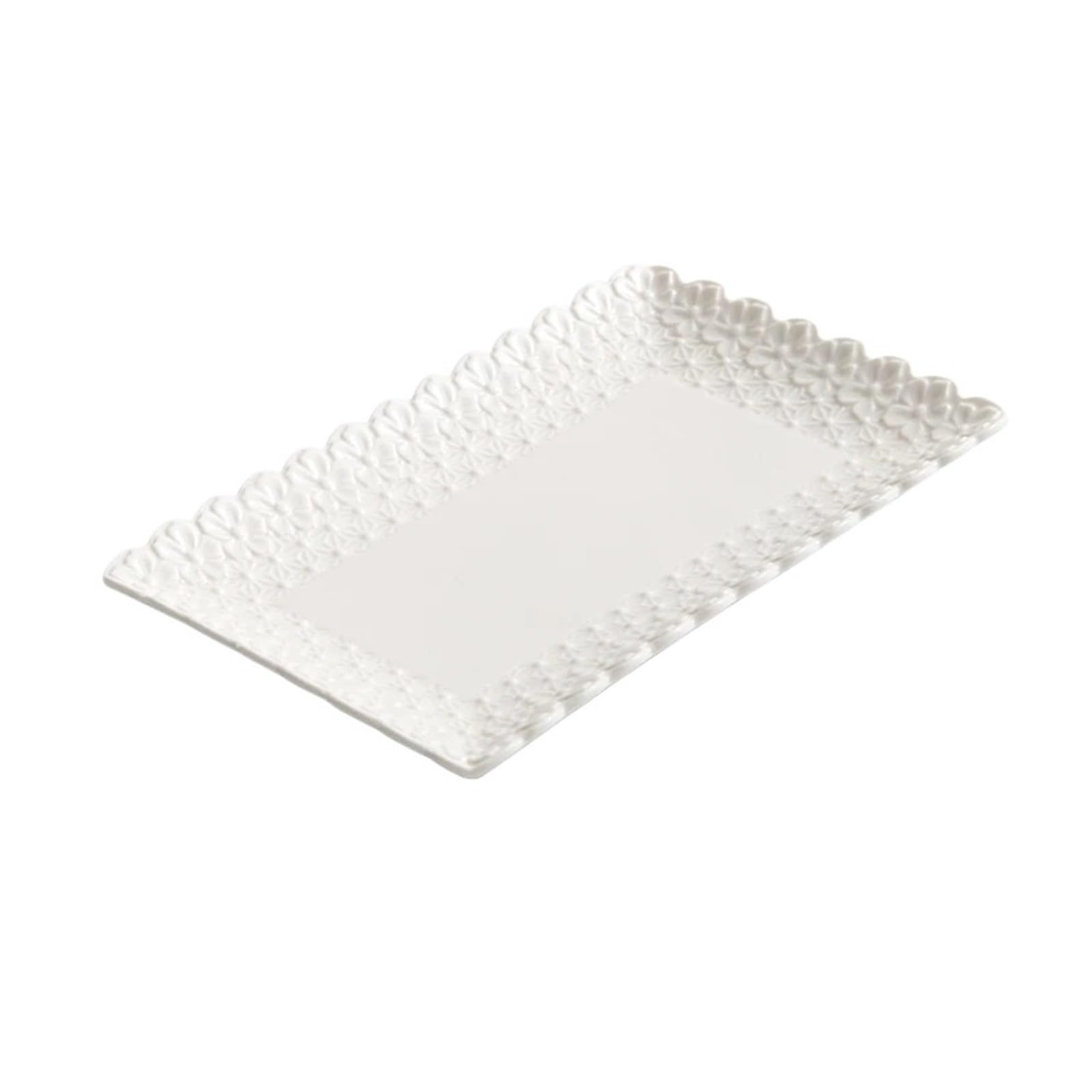 Plato rectangular for servir con flores en relieve, plato for aperitivos y postres de sushi y pescado for restaurante y vajilla especial(A 11.7inch)