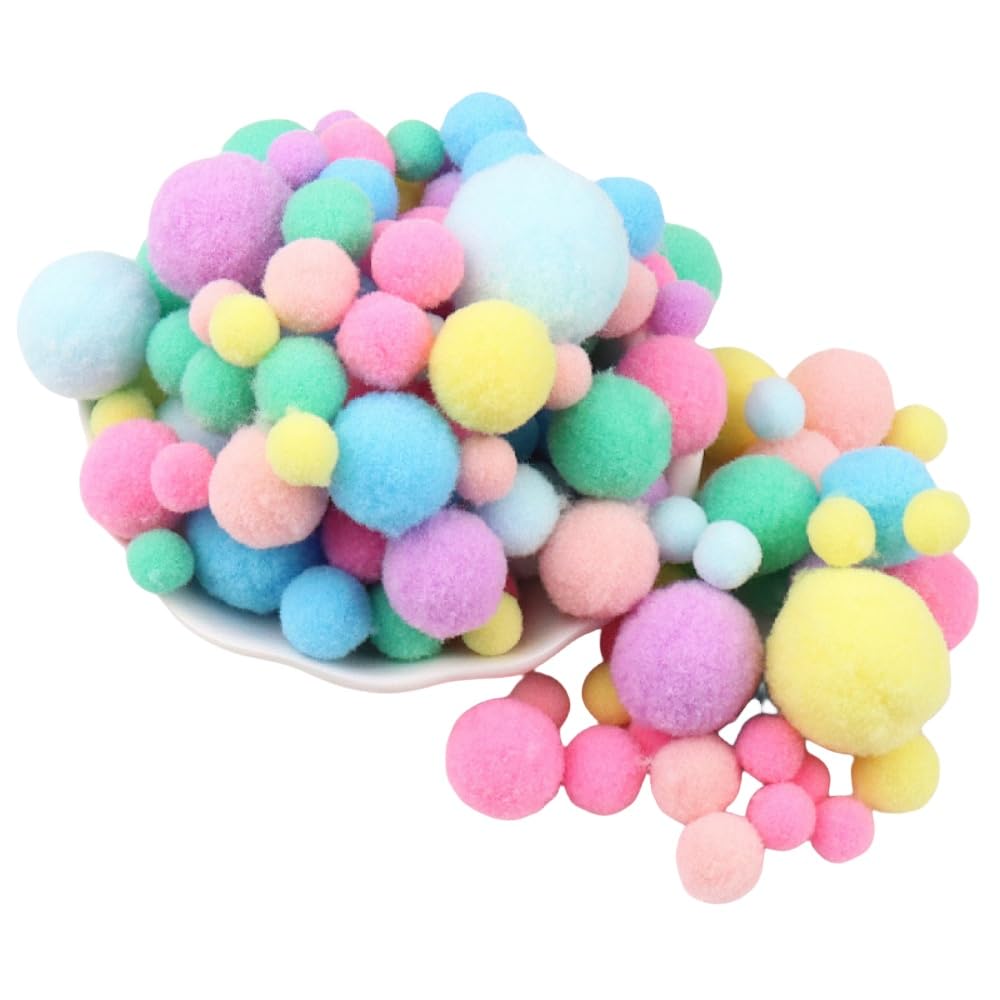 Raylinedo Candy 130 Pieces Assorted Sizes Pom Poms Series Arts Crafts Pompoms Balls For Hobby Supplies And Creative Craft Diy Material