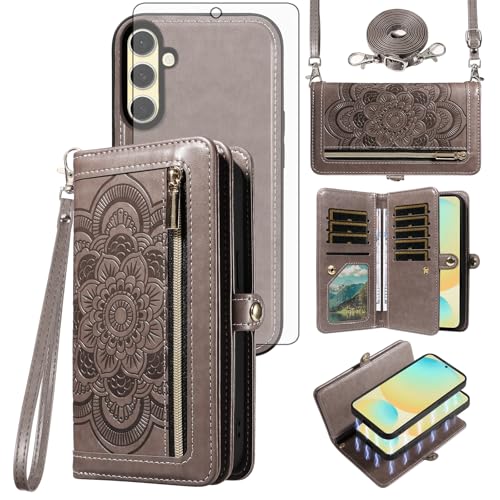 Étui Portefeuille Samsung S24 FE avec Protection Écran Verre Trempé Intégré