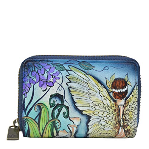 Image of Anuschka Women's Hand-Painted Genuine Leather Accordion Style Credit and Business Card Holder - Enchanted Garden