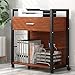 Tribesigns Mobile Printer Stand with 4 Rolling Wheels and Storage Drawer, Modern Lateral File Cabinets Printer Cart Machine Stand for Home Office, Metal Frame Cherry