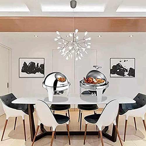 hyywmgx Chafing Dish mit sichtbarem Fenster, Edelstahl Roll-Top Round Chafer Buffetwärmer-Set mit Speisenschale… – Bild 3