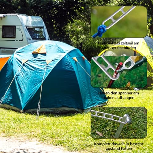 Abspannelement aus Kunststoff, 20 Stück Abspannelement, 6 Loch Seilspanner Camping Abspannleiter, für Zelte Markisen Vordächer, Grau