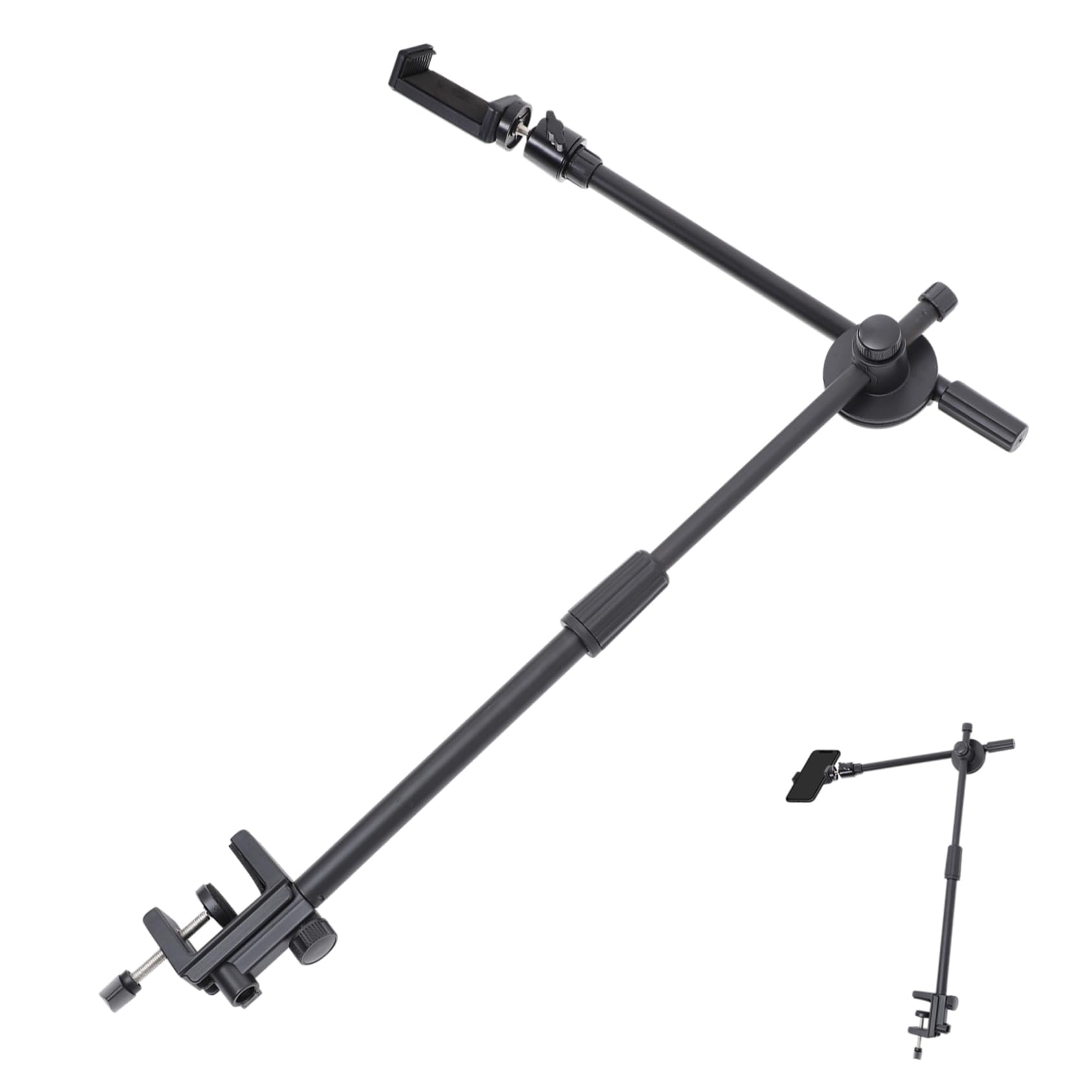 Artibetter Supporto Telefono Regolabile da Tavolo Braccio Articolato 360°, Base in Abs e Metallo, Porta Cellulare Nero per Scrivania e Utilizzo Hands-free