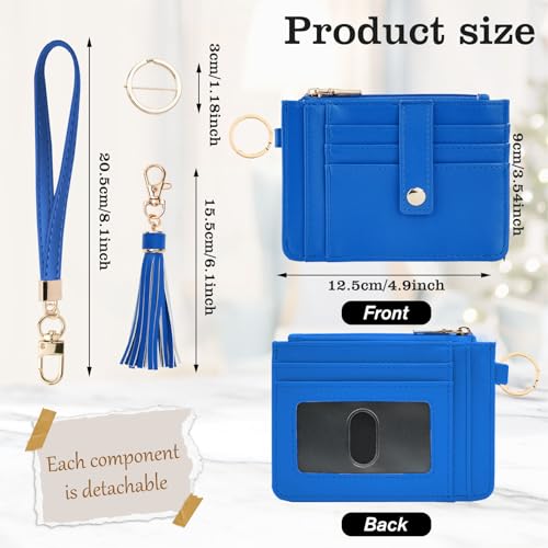 Image of KNGITRYI Small Wristlet Wallets for Women RFID Credit Card Holder Wallet Keychain Wristlet Wallet Credit Card Wallets for Women (Royal Blue)
