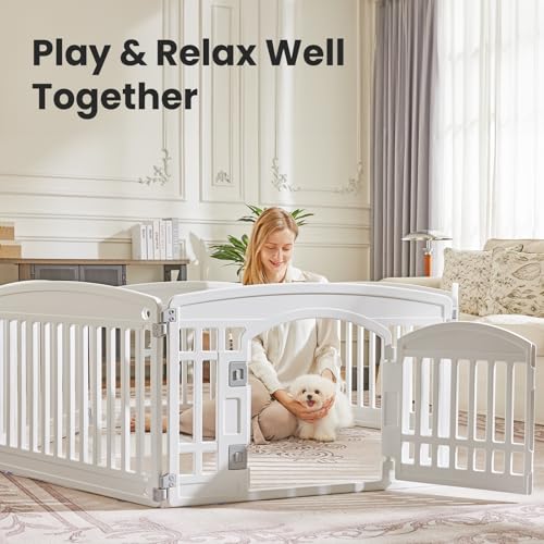 Image of Sweetcrispy Dog Playpen, Plastic Puppy Pet Fence, 24 Inch 6 Panels