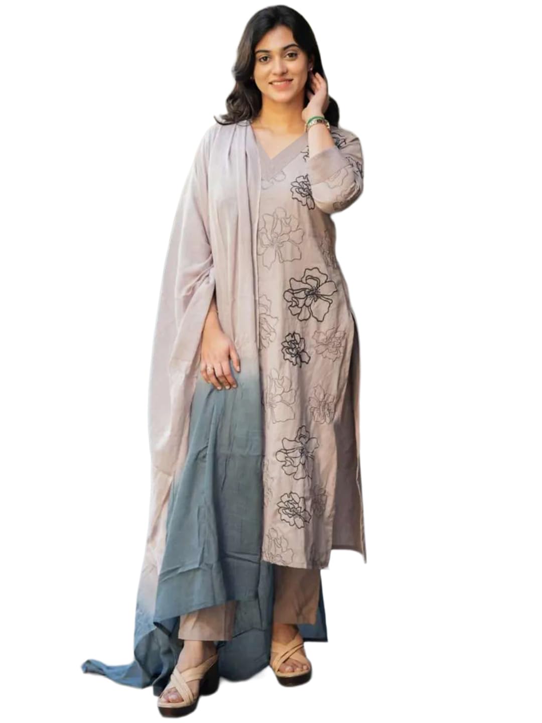 anni designer Women's Cotton Blend Printed Straight Kurta with Pant and Dupatta | Ethnic Kurta Set for Women Stylish Indian Outfit Designer Suit Set Ethnic Clothing Collection-picture-15