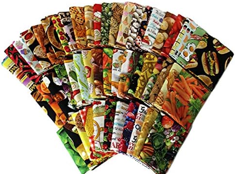 10 Fat Quarters - Food Fat Quarter Bundle Kitchen Culinary Cuisine Fruit Veggies Candy Cotton Fabrics Quality Quilters Cotton Fabrics M228.04