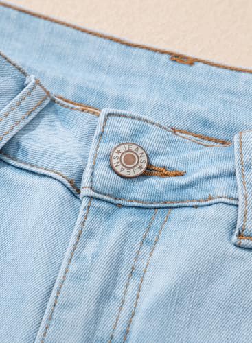 Image of Sidefeel Women's Jeans High Waisted Wide Leg Loose Fit Straight Leg Zimbaplatinum Cropped Denim Pants
