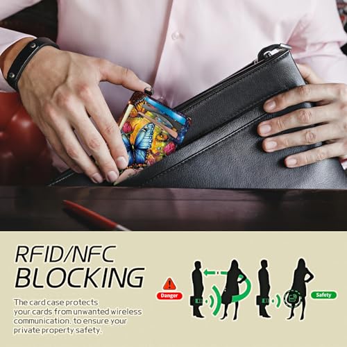 Small Travel Wallets, Color Butterfly Rose Slim Minimalist Front Pocket Wallet with Wristlet, RFID Blocking PU Leather Credit Card Holder with ID Window Change Purse for Men Women3