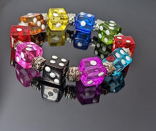 Dice Bracelet, Casino Bracelet For Women, Bunco Bracelet Gift, Plastic Beaded Bracelet Multi Color 1 pc4