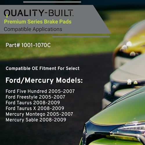 Image of QUALITY-BUILT Front Ceramic Brake Pads, Premium 1001-1070C, Compatible with 2005-2009 Ford /Mercury (Five Hundred,Freestyle,Montego,Sable,Taurus,Taurus X)