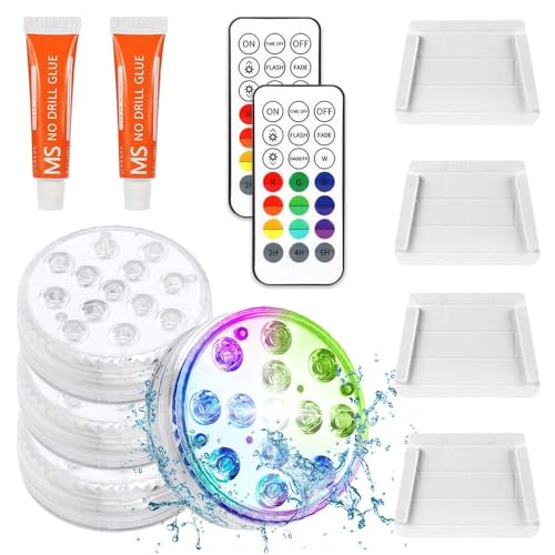 BNGXR 4 Pezzi Luci per Piscina,16 Colori Piscina IP68 Impermeabile LED, Immersione Subacquea Candele Subacquea Light con 2 Telecomando per Vasca da Bagno, Acquario, La Cerimonia Nuziale,Partito