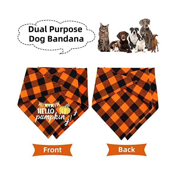 Chngeary dog bandana for dogs(2 pack),classic orange plaid style thanksgiving dog bandana for small medium large dogs accessories triangle dog thanksgiving scarf - image 5