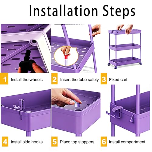 Image of SPACELEAD 2-piece Set Slim Storage Cart 3 Tier,Bathroom Organizer Rolling Utility,Mobile Shelving Unit Slide Out for Office, Kitchen, Laundry Room & Narrow Places