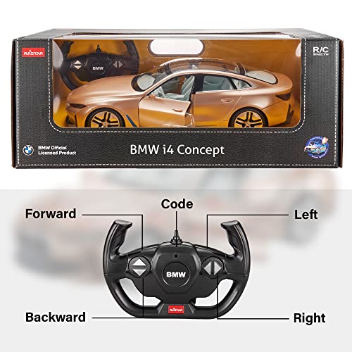 Image of Licensed 1:14 Scale I4 Remote Control Model Car, Super RC Sport Racing Car for Kids Boys Girls and Adults, Gifts, Open Doors and Working Lights, 2.4GHz, Golden